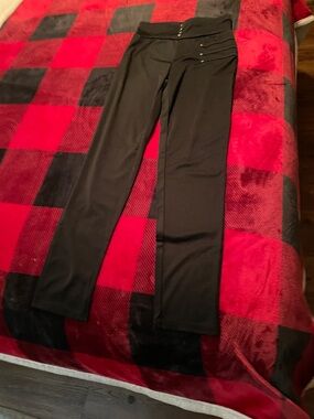 High-Rise Black Ankle-Length Ponte Pants